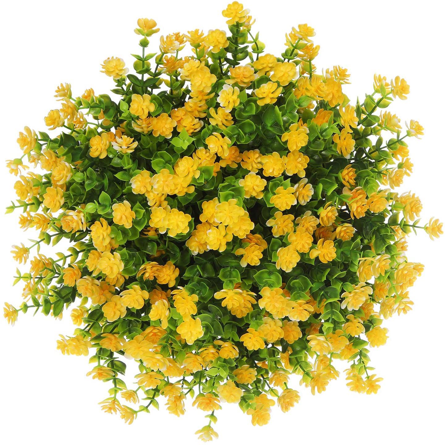 10pcs UV Resistant Artificial Outdoor Flowers - Faux Plastic Plants for Porch, Hanging Wedding Decor, Spring Greenery Arrangement, Fake Shrub Decorations (Yellow) - Perfect for Outdoor Patio, Garden, Balcony & Home Decoration