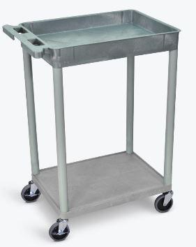 Luxor 2-Tier Gray Utility Cart with Wheels - Perfect for Kitchen, Office, or Bathroom Storage and Organization