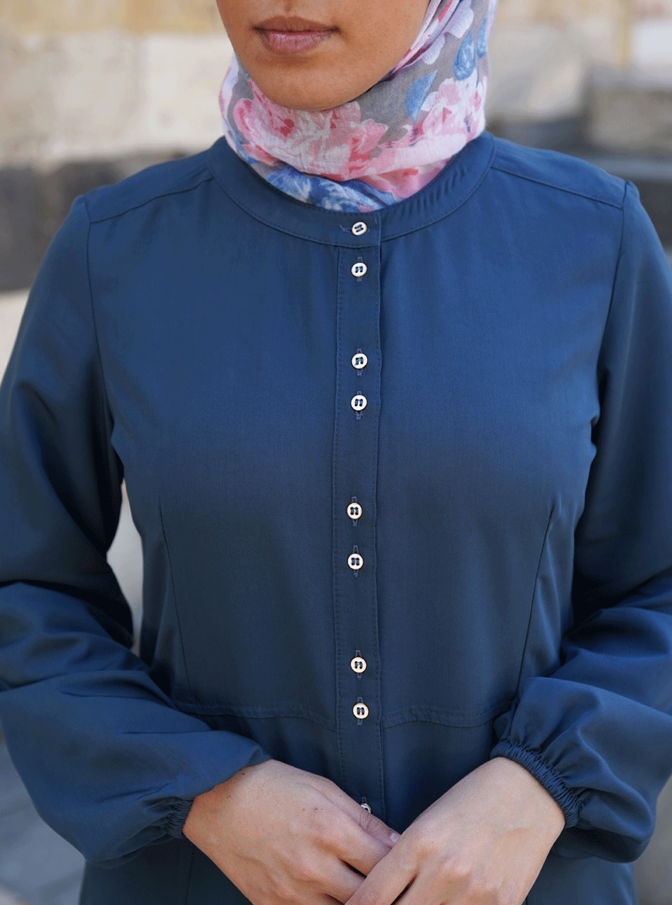 Sahla Women's Stylish Buttoned Tunic Top - Casual Long Blouse for Work, Date & Everyday Wear | Comfortable Loose Fit Tunic Shirt for Spring & Summer Outfits