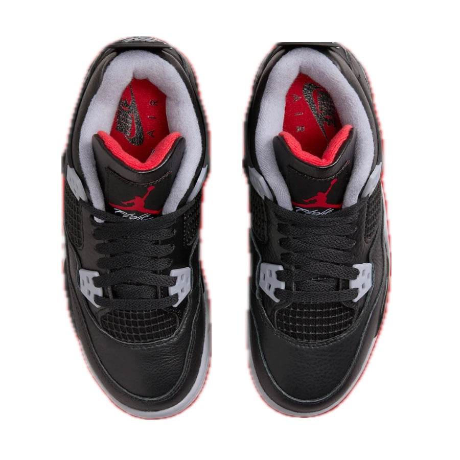 Air Jordan 4 Retro Bred Reimagined GS Sneakers - Black Cement Grey Varsity Red Summit White Basketball Shoes for Kids | Perfect for School, Sports & Casual Wear