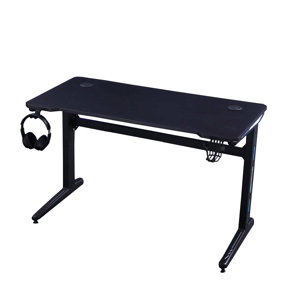 140cm RGB Gaming Desk with LED Lights - Ergonomic Computer Desk for PC, Laptop & Office Work - Racing Style Home Gaming Table for Streaming & Esports Setup