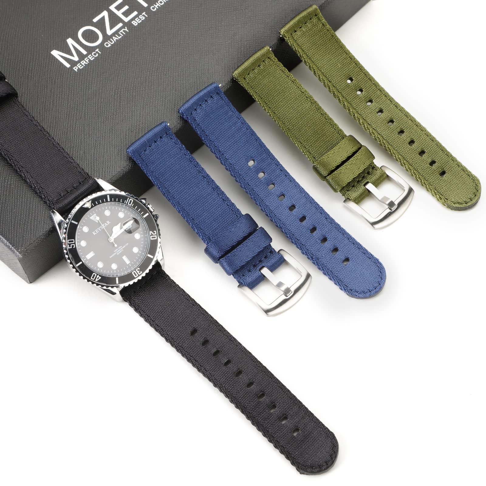 WOUKUP Military Quick Release Nylon Watch Bands - Premium Seat Belt Material Strap 18mm 20mm 22mm - Durable Unisex Watchband for Men & Women - Perfect for Outdoor, Sports & Casual Wear