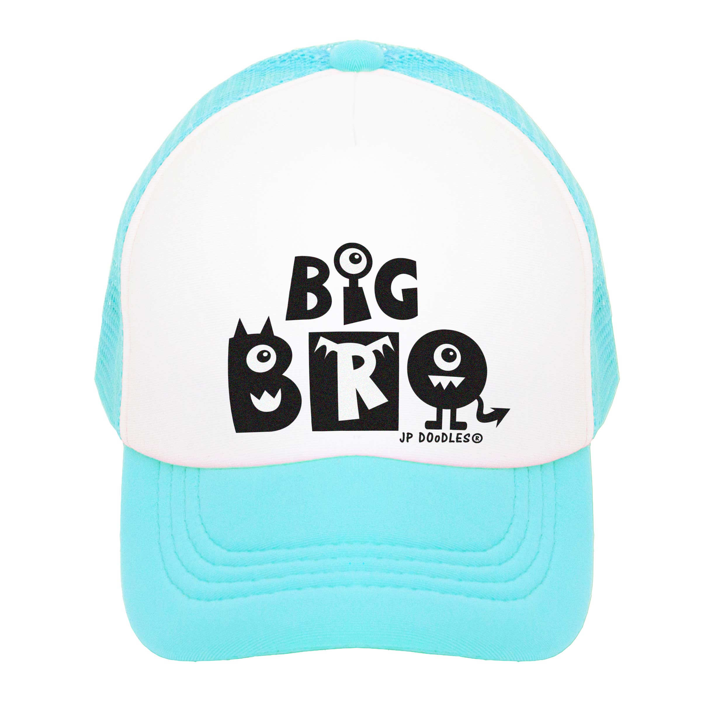 Big Bro Kids Trucker Hat for Boys & Girls - Adjustable Teal Snapback Cap for Ages 2-5 Years | Outdoor Play, Birthday Gifts, Family Events