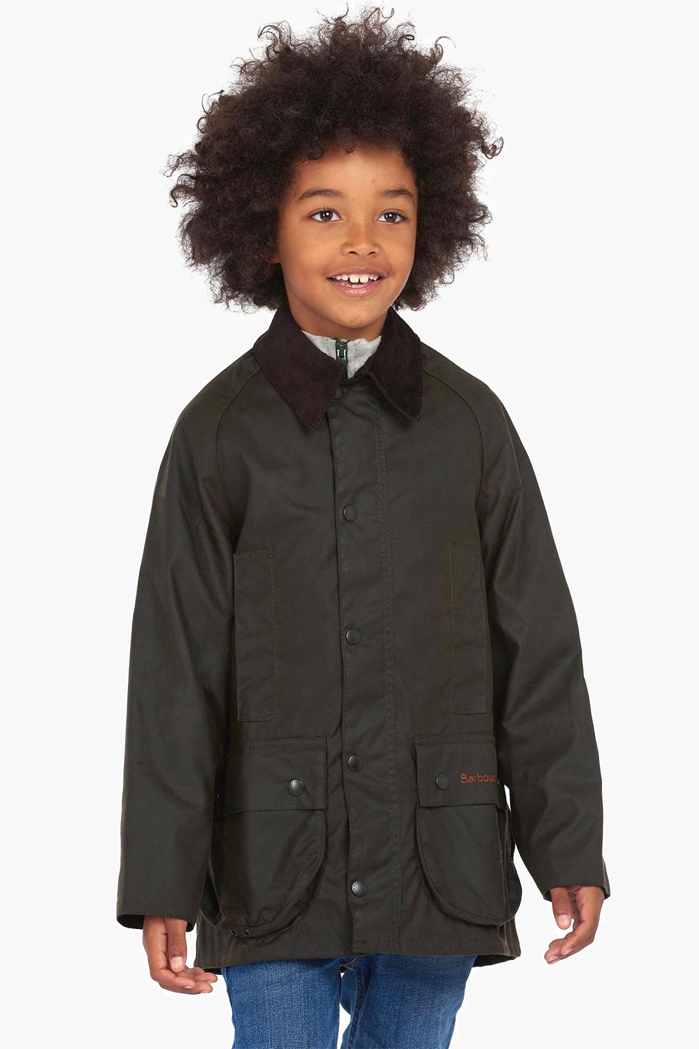 Boys Olive Green Beaufort Wax Jacket - Waterproof & Windproof Outdoor Coat for Hiking, Camping, and School