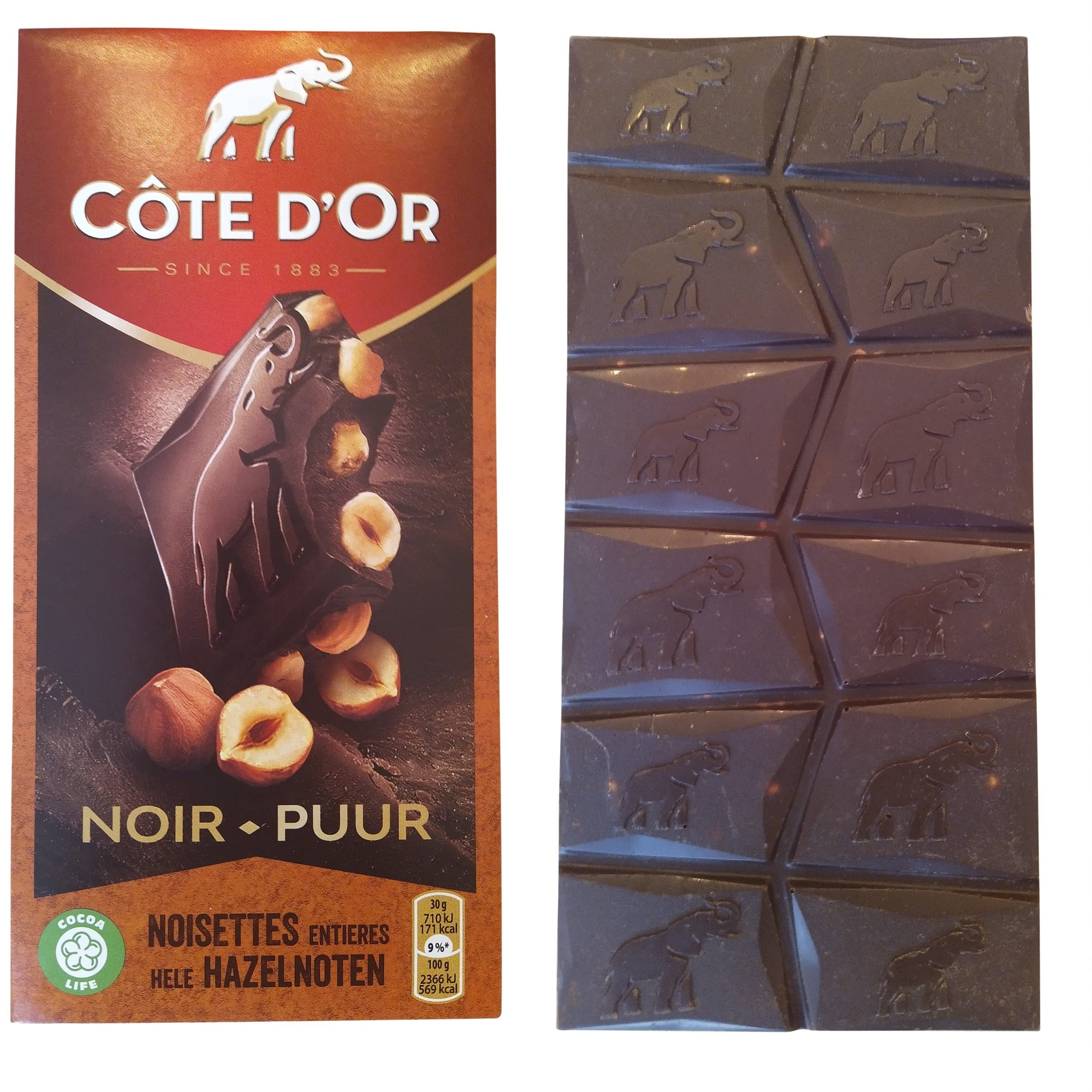 Premium Cote d'Or Dark Chocolate with Hazelnuts - 6.34oz Belgian Chocolate Bar | Rich & Creamy Belgian Dark Chocolate | Perfect for Gifts, Desserts & Gourmet Snacking