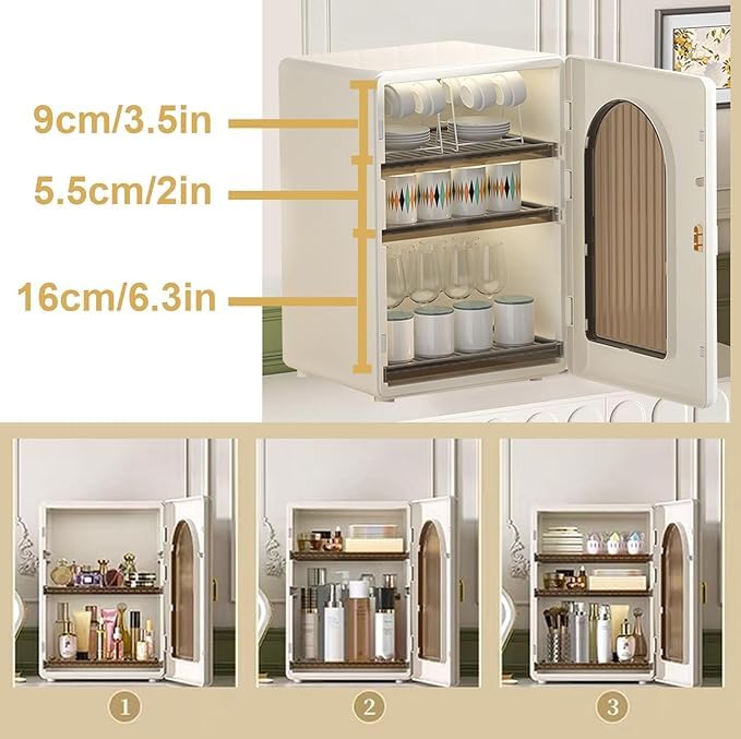 BLURISM Mug Holder - Luxury Stackable Cup Storage Rack, Transparent Dustproof Water Bottle Organizer Box | Kitchen Cabinet Shelves for Tumblers & Coffee Cups | Perfect for Office, Home Kitchen & Dorm Organization
