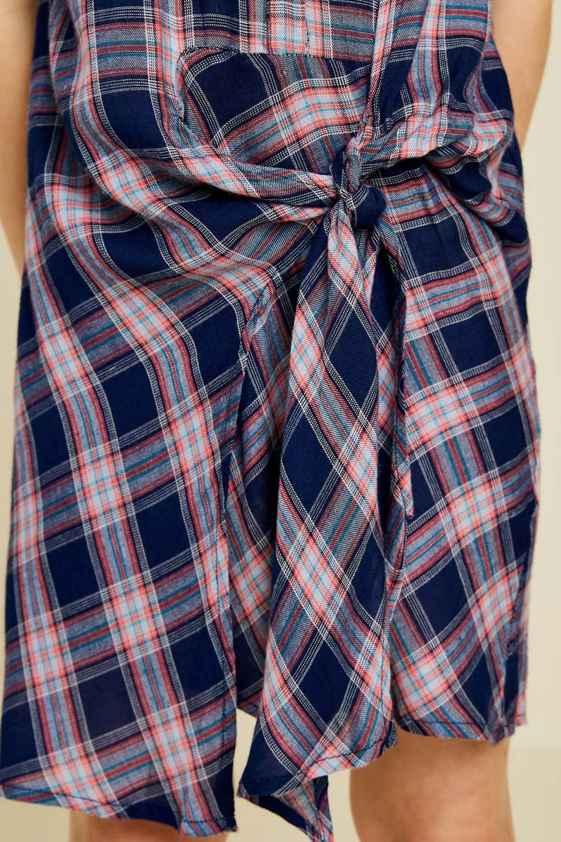 Stylish Mini Plaid Tie Front Shirt Dress for Women | Casual & Office Wear | Perfect for Work, Dates & Everyday Outfits