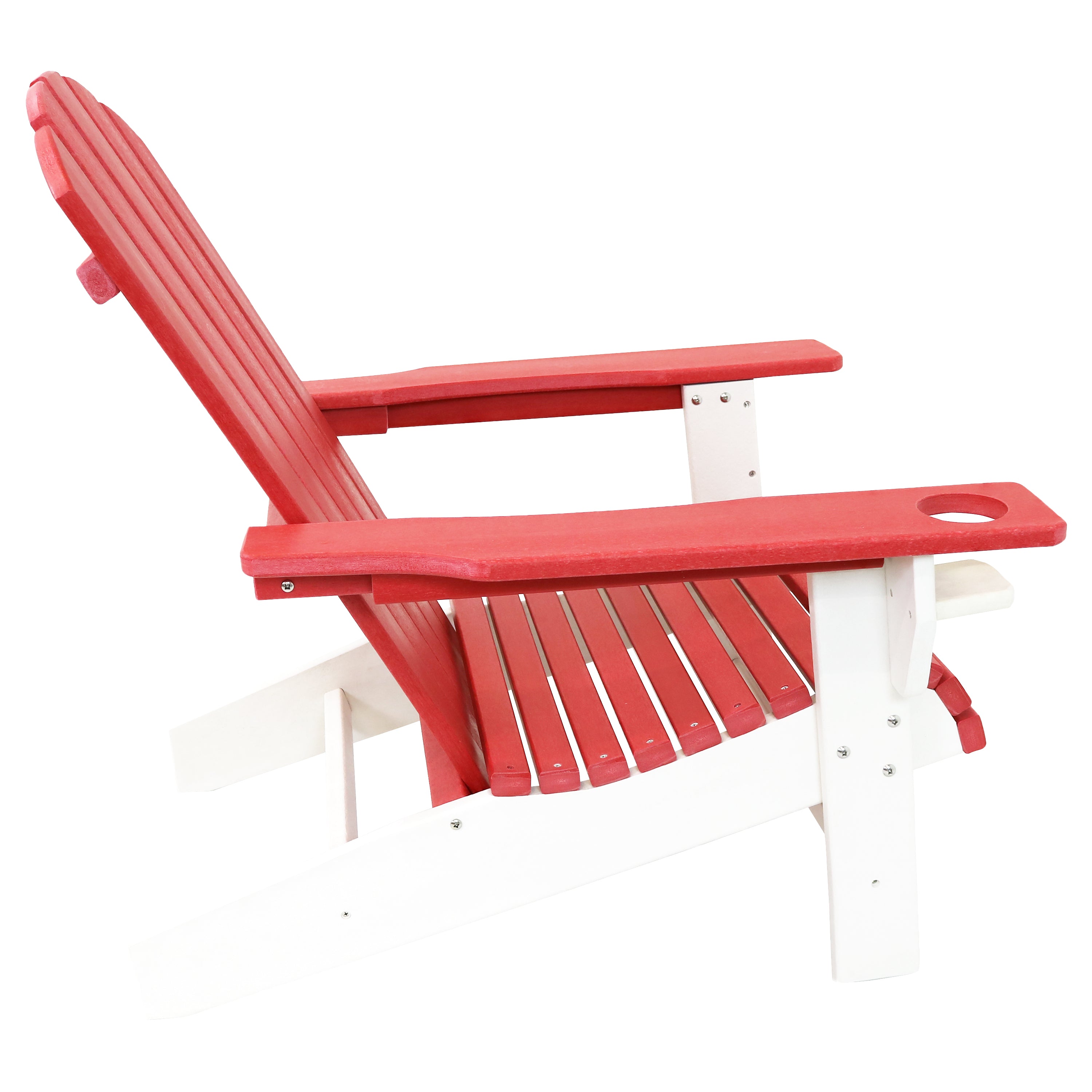 Premium Sunnydaze All-Weather 2-Tone Outdoor Adirondack Chair with Cup Holder - Durable Patio Furniture for Garden, Poolside & Backyard Relaxation