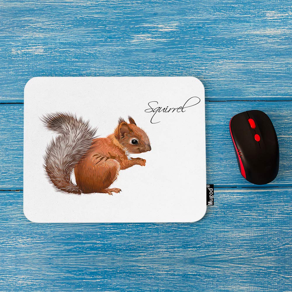 Cute Squirrel Mouse Pad with Furry Tail - Non-Slip Rubber Base Gaming Mouse Mat for Computer, Laptop, PC (9.5x7.9 Inch) - Perfect for Office, Home & Wildlife Enthusiasts