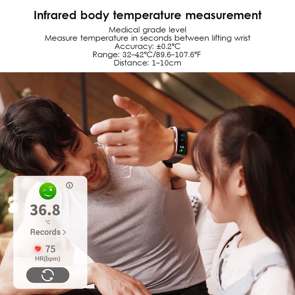 Smart Watch with Breathalyzer - Professional-Grade Alcohol Tester & Fitness Tracker | AMOLED Display, Forehead Thermometer | Perfect for Nightlife, Workplace Safety & Health Monitoring