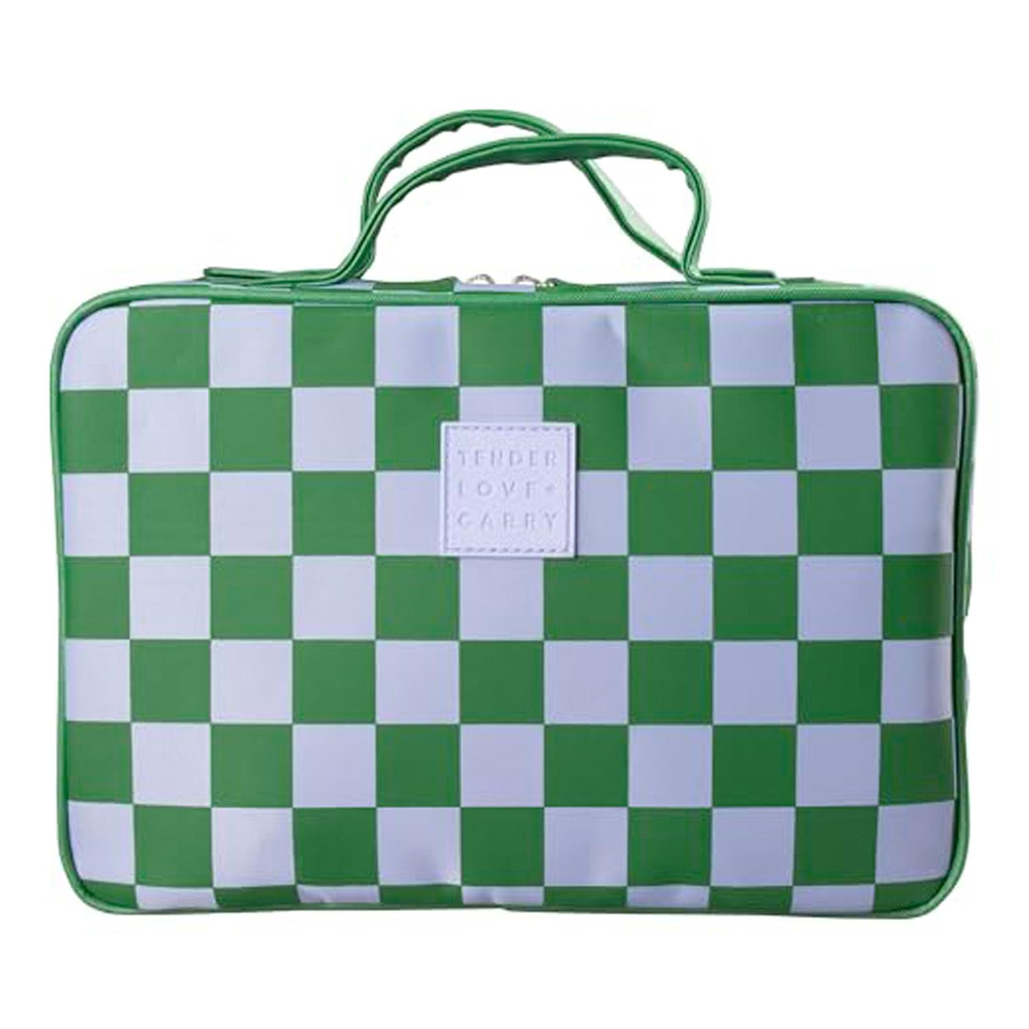 Green Gambit Checkered Hanging Travel Toiletry Bag for Women - Water-resistant Portable Makeup Organizer for Cosmetics & Essentials - Perfect for Travel, Gym, and Daily Use