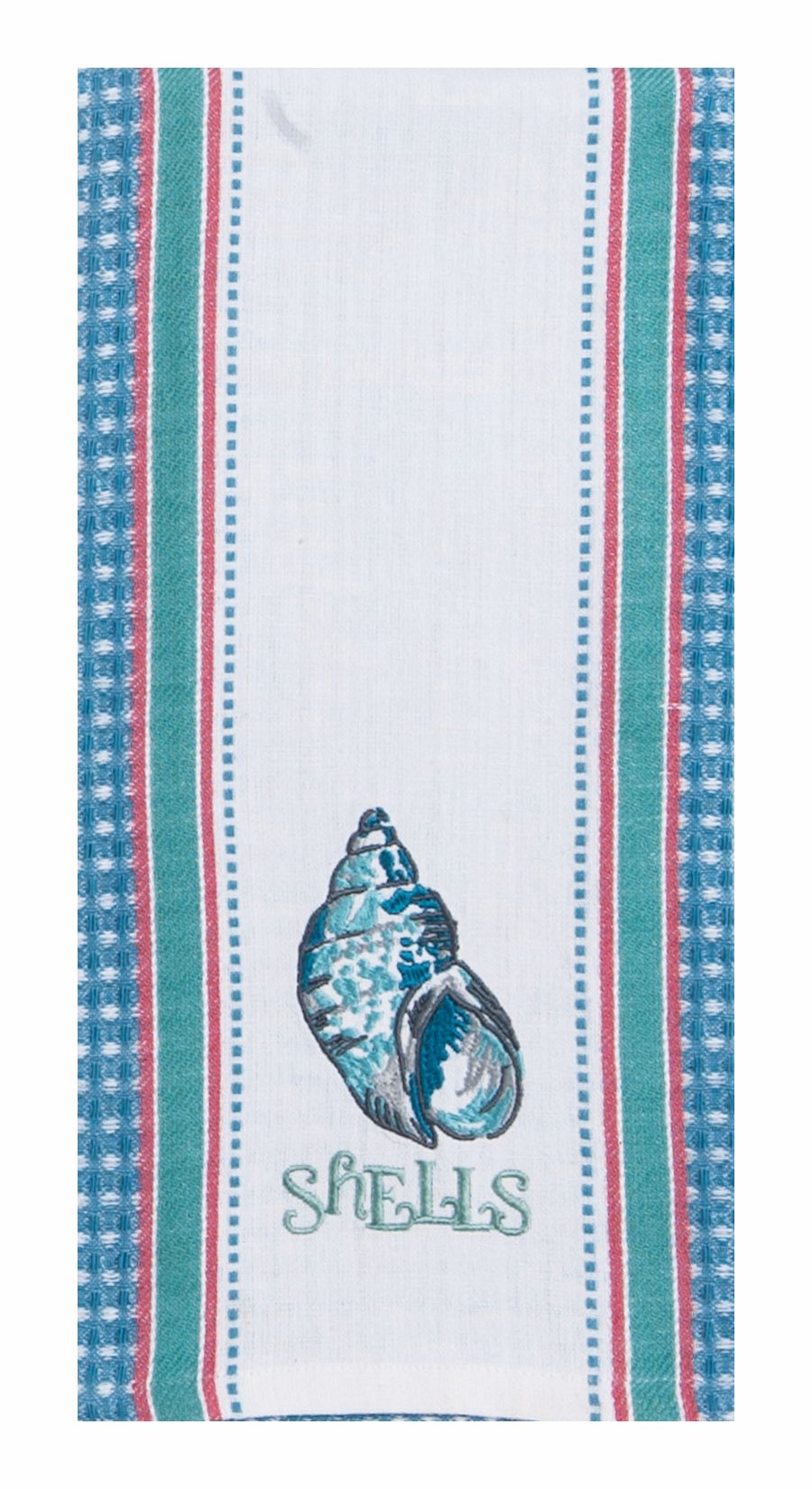 Kay Dee Designs Beach House Inspirations Shells Embroidered Waffle Tea Towel - Coastal Kitchen Decor, Dish Drying Towel, Perfect for Beach Themed Homes & Summer Entertaining