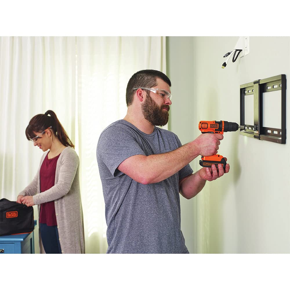 BLACK+DECKER 20V MAX Cordless Drill & 68-Piece Home Tool Kit with Storage Bag (LDX120PK) - Perfect for DIY Projects, Home Repairs & Woodworking