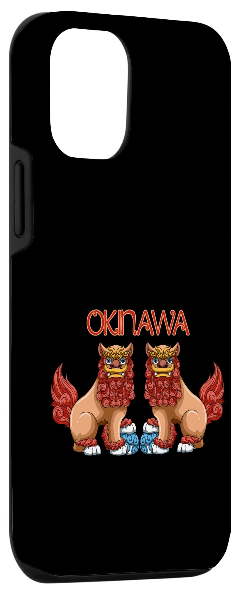 iPhone 12/12 Pro Case with Shisa Dog Guardian Lions Design - Okinawa Japan Inspired Protective Phone Cover for Daily Use, Travel & Gift Giving
