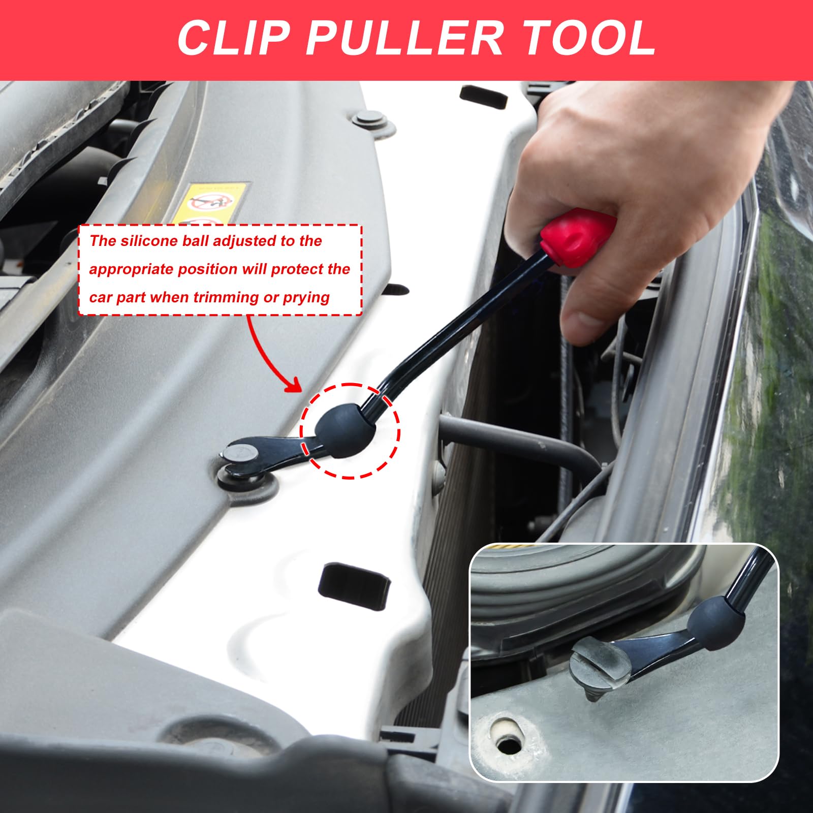 3-Piece Clip Pliers and Fastener Remover Set - Automotive Panel Clip Removal Tool, Car Trim Rivet Pry Tool Kit for Door Panels, Upholstery & Dashboard Repair (Red) - Perfect for DIY Auto Interior Repairs and Detailing