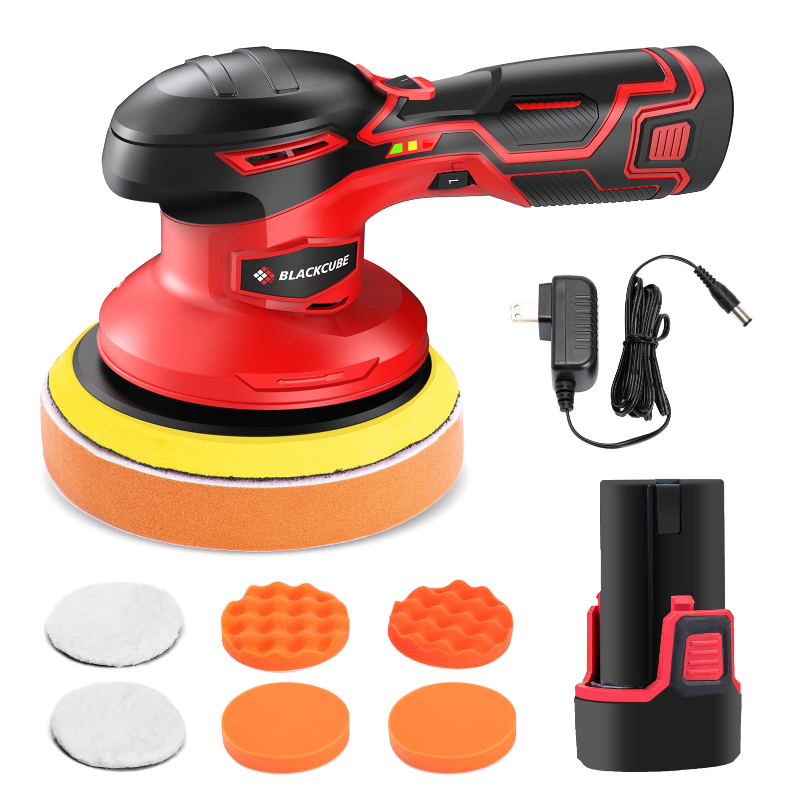 12V Cordless Car Buffer Polisher with 2000mAh Lithium Battery - 6-Speed Adjustable Car Polisher Kit for Detailing, Waxing & Scratch Removal - Perfect for Car Enthusiasts & Professional Auto Detailing