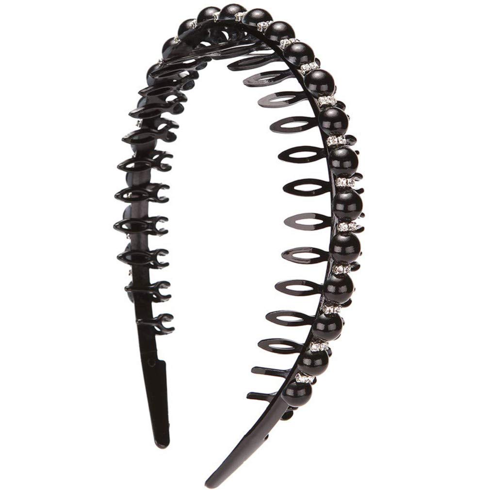 Elegant Women's Faux Pearl Rhinestone Headband - Non-Slip Teeth Comb Hair Hoop for Weddings, Parties & Daily Styling