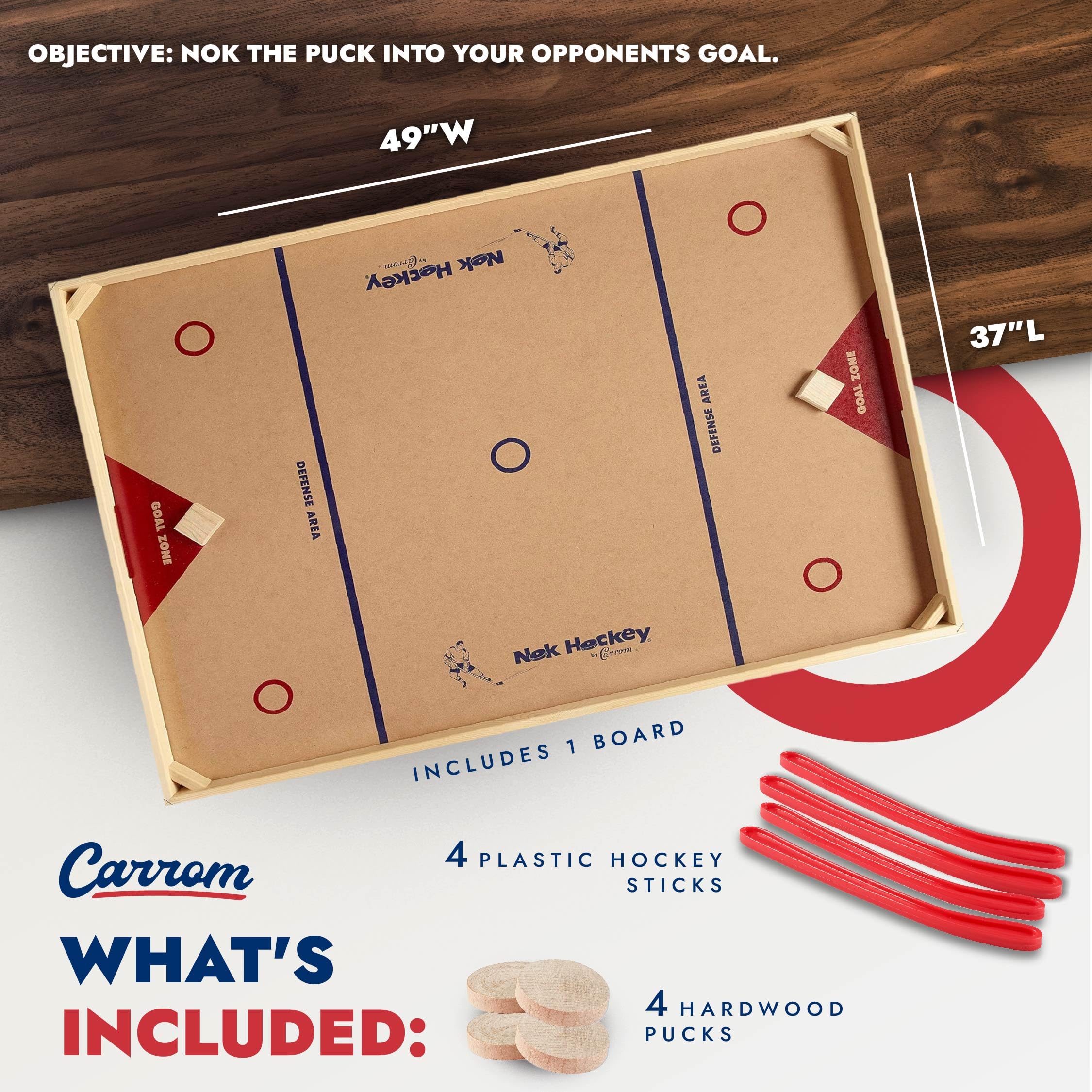 Carrom Champion Nok Hockey Game (Large) - Premium Wooden Board Game for Adults & Kids - Fun Indoor/Outdoor Family Game - Sports Tabletop Game for Parties, Camping & Backyard Fun