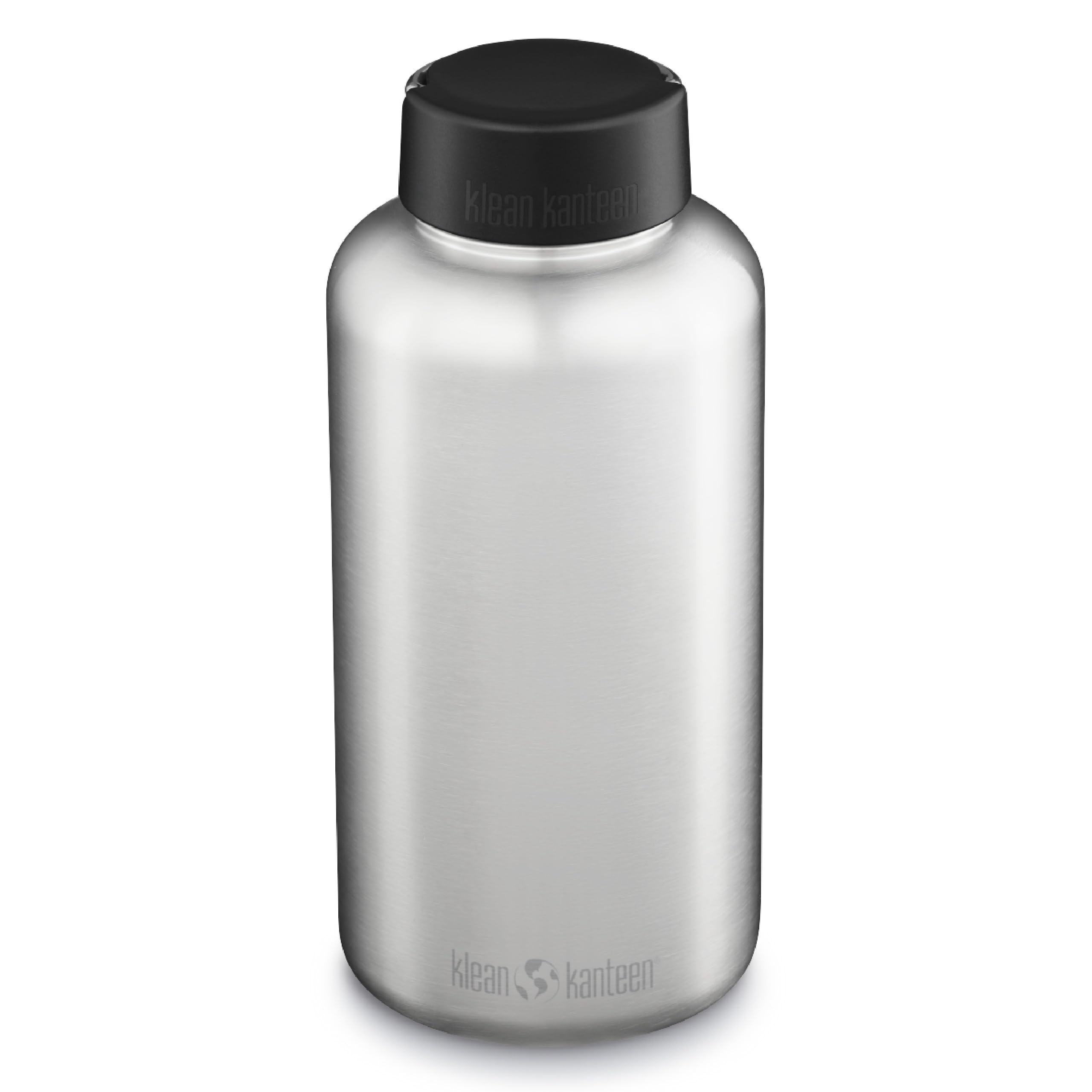 Klean Kanteen 64oz Wide Mouth Stainless Steel Water Bottle with Wide Loop Cap - Single Wall, Brushed Finish - Perfect for Hiking, Gym & Outdoor Activities