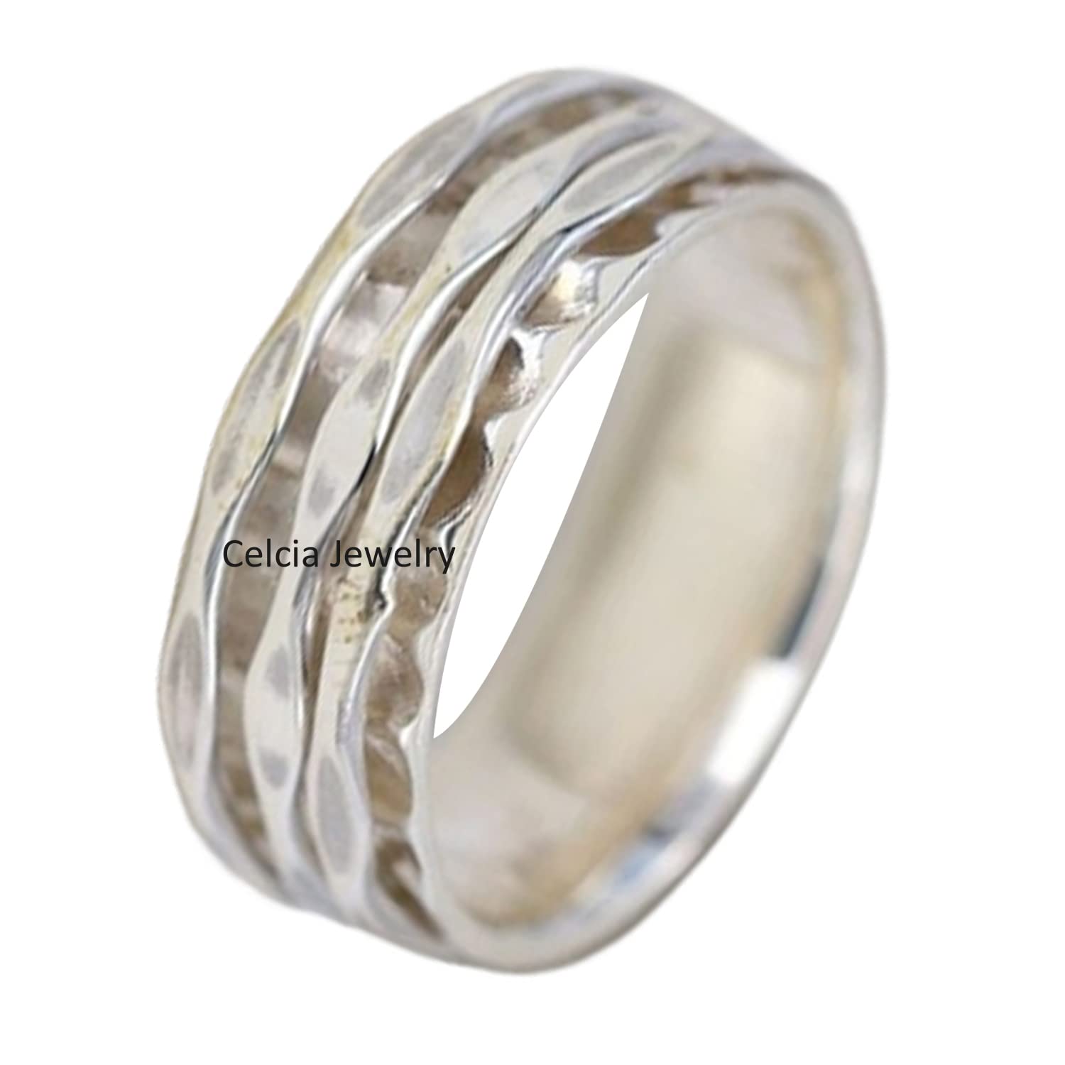 925 Sterling Silver Spinner Ring - Minimalist Unisex Handmade Spinning Meditation Ring for Stress Relief, Wedding Gift, Vintage Jewelry (Size 7) | Perfect for Yoga, Mindfulness & Everyday Wear