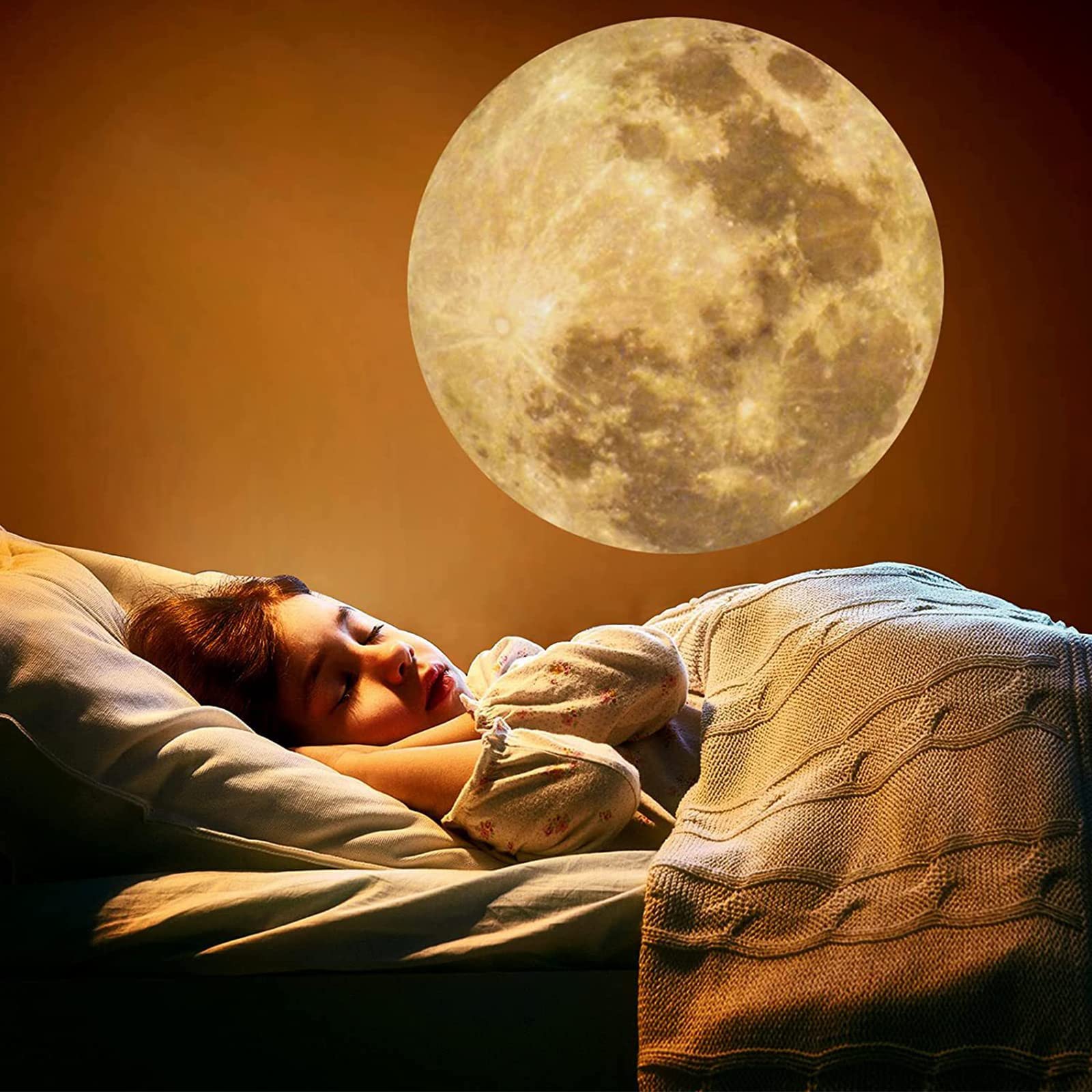 360° Rotatable Moon Lamp Projector - USB Powered Night Light with Bracket, Mood Lighting for Photography, Romantic Atmosphere, Selfie Background & Bedroom Decor | Perfect for Home Ambiance, Date Nights & Gift for Moon Lovers