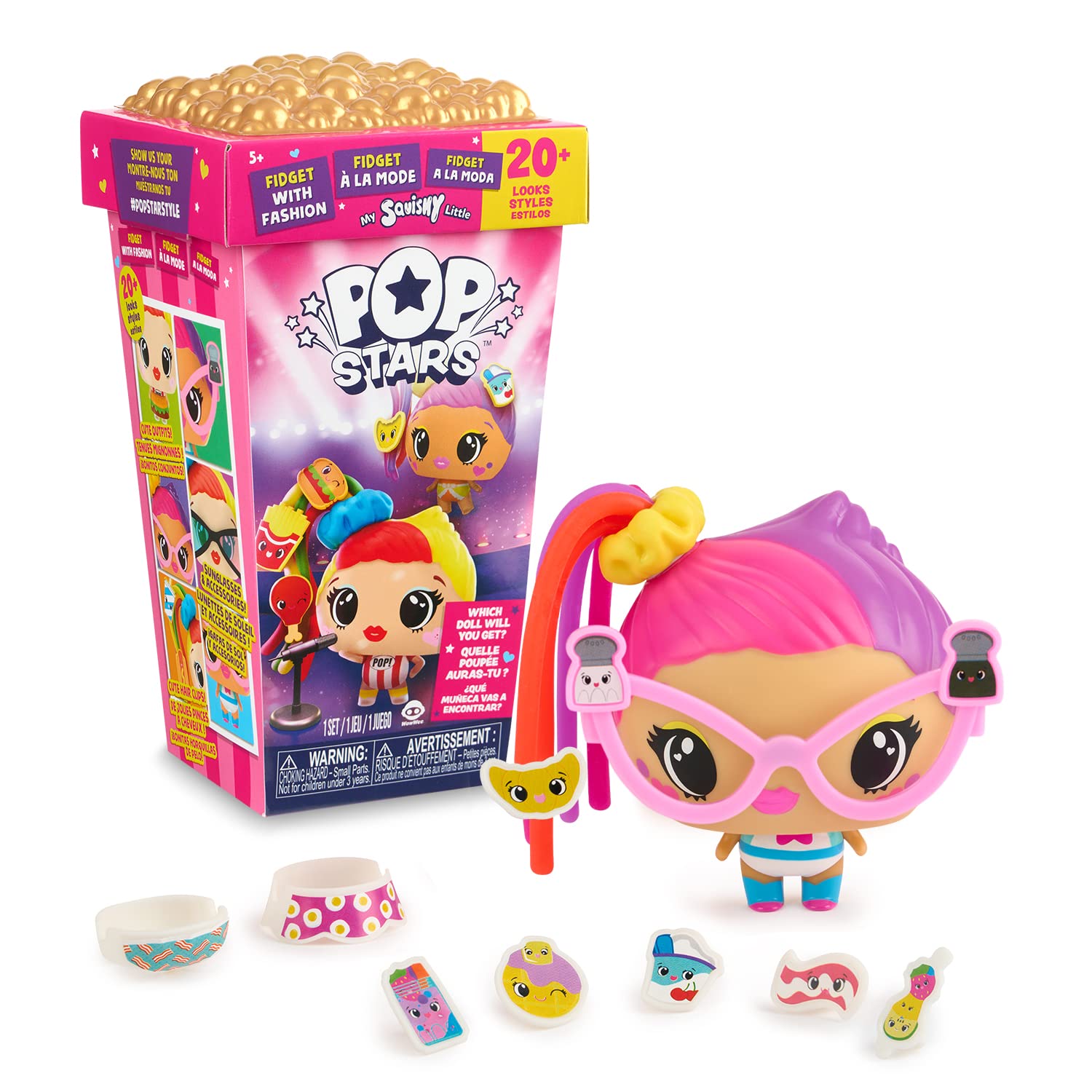 WowWee My Squishy Little Pop Stars - Cute Collectible Squishy Toy for Kids (Pink) | Fun Stress Relief & Sensory Play for Children | Perfect Gift for Birthdays & Parties