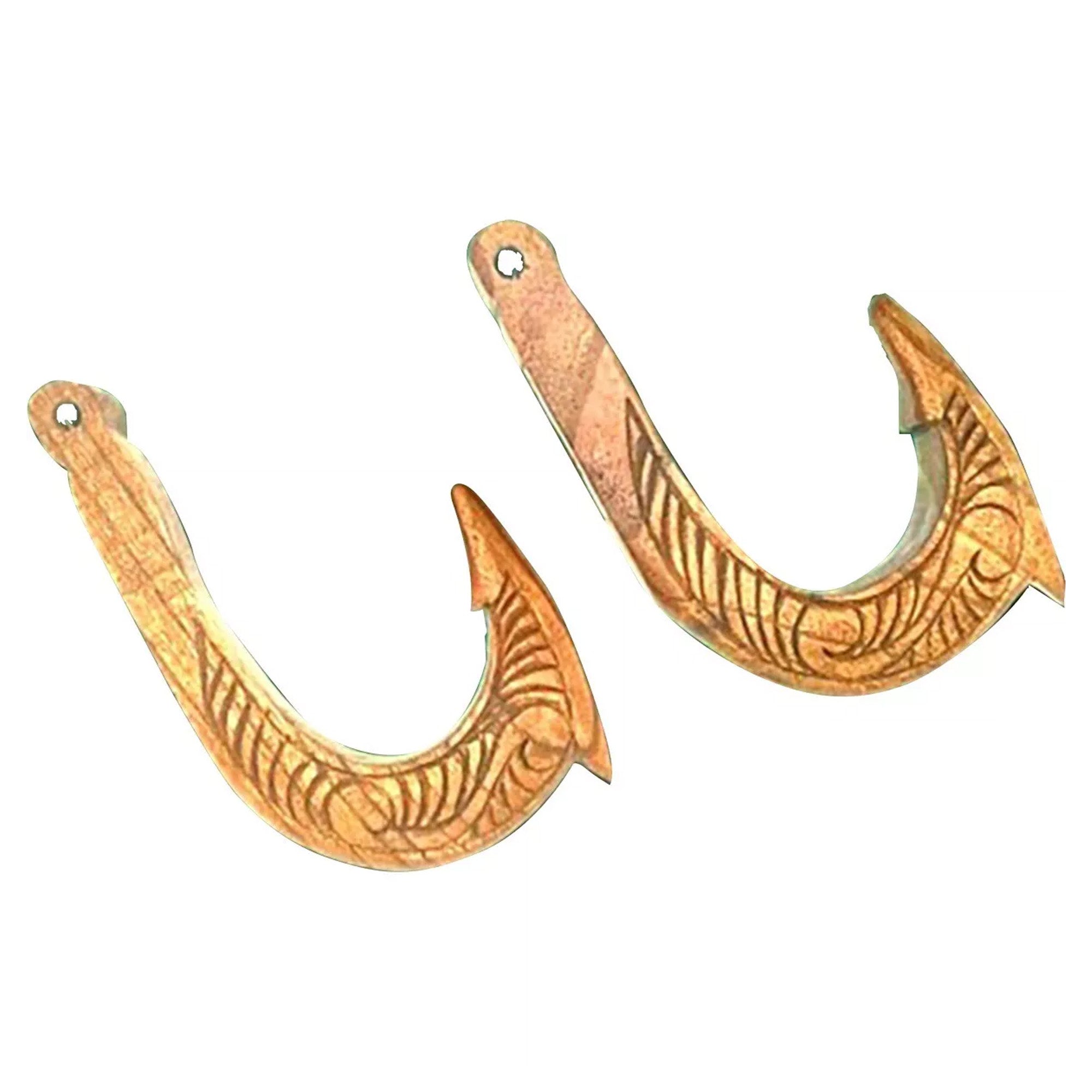 Beatnik Hawaiian Fish Hook Surfboard Wall Rack - Handcrafted Wooden Surfboard Holder for Beach House Decor, Perfect for Surfboard Storage and Coastal Home Decor