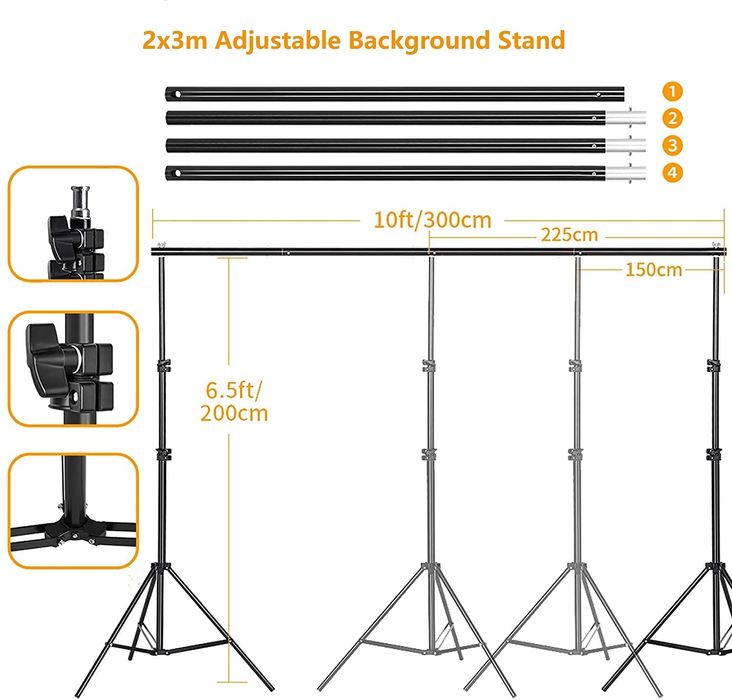 LOMTAP 10ft Backdrop Stand with Green Screen - Professional Photography Lighting Kit Includes 3 Softboxes, 5 Photo Umbrellas & 5-in-1 Reflector - Perfect for Video Equipment, Studio Lights, YouTube Setup and Party Photography