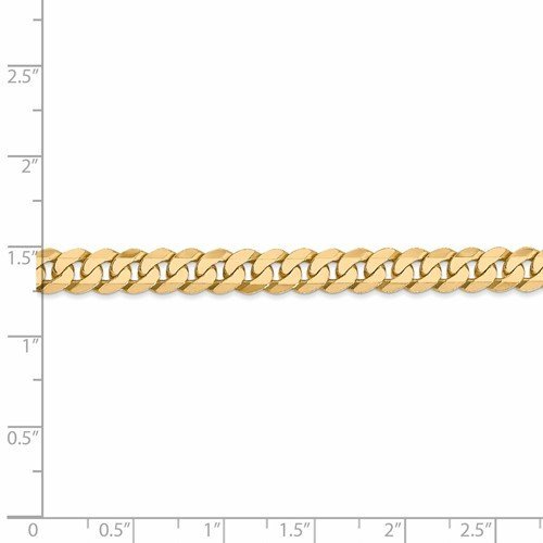 14KT Yellow Gold 6.1mm Solid Beveled Curb Chain Bracelet for Men - Adjustable 2 Lengths - Perfect for Casual Wear, Gifts & Special Occasions