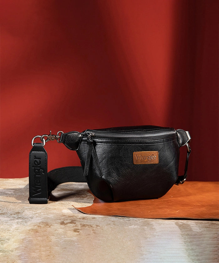 Wrangler Full Grain Leather Fanny Pack for Men & Women - Durable Waist Bag for Hiking, Travel, and Everyday Use