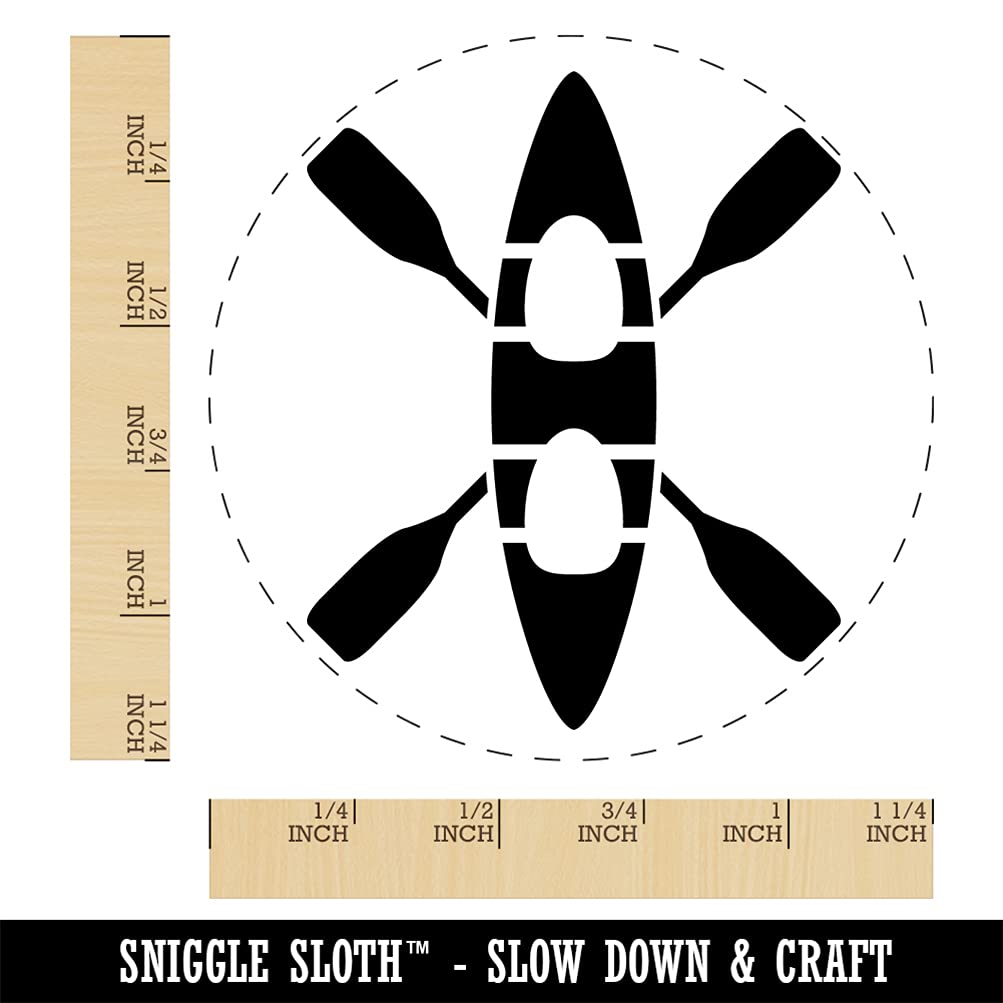 Double Kayak with Crossed Paddles Self-Inking Rubber Stamp - 1.5 Inch Large Craft Stamp for Planners, Scrapbooking & DIY Projects - Black Ink - Perfect for Journaling, Card Making & Gift Wrapping