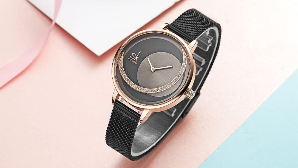 Elegant Gosasa Women's Dress Watch with Inspiration Dial - Leather & Stainless Steel Mesh Band - Classic Wristwatch for Ladies | Perfect for Office, Parties & Special Occasions