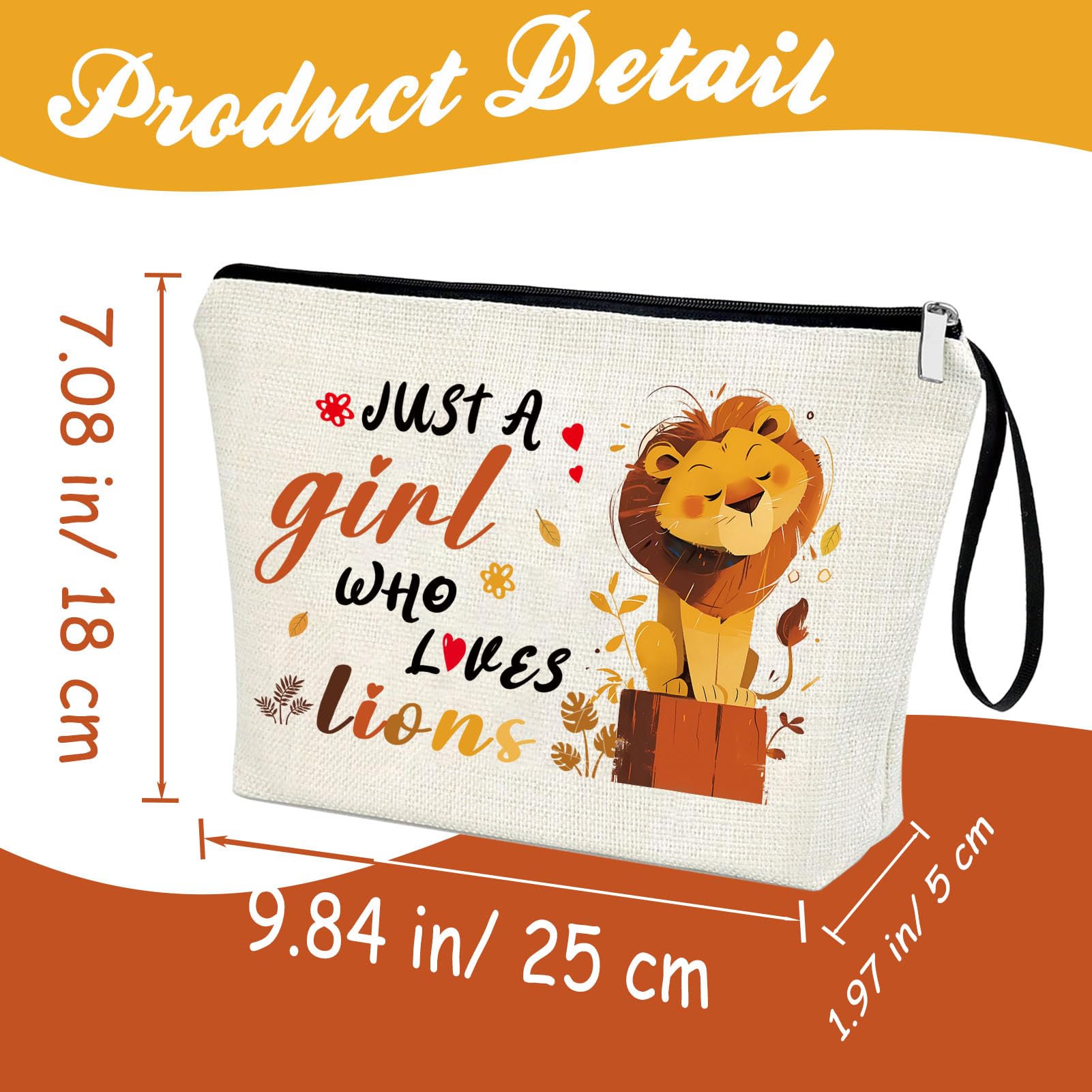 Lion Makeup Bag for Women - Jungle Themed Birthday Decor, Christmas Gift for Lion Lovers, Friends, Daughter, Sister, Niece - Cartoon TV Show Merchandise | Perfect for Travel, Cosmetics Storage & Lion-Themed Party Favors