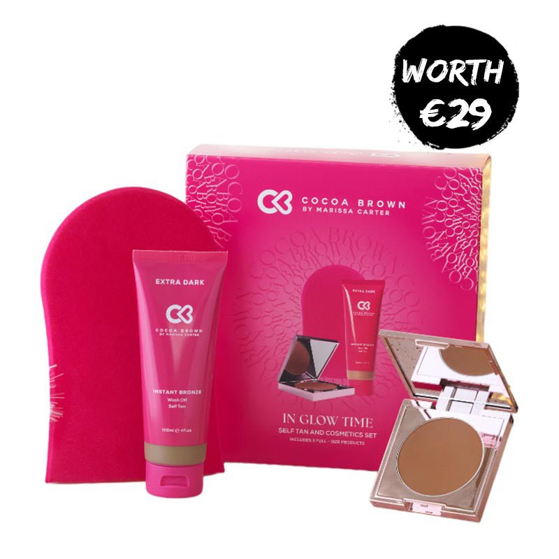 Marissa Carter Cocoa Brown In Glow Time Gift Set - Self-Tanning & Skincare Bundle for Glowing Skin | Perfect for Gifts, Vacations & Special Occasions