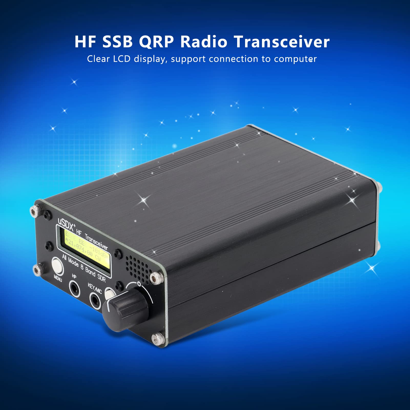 8 Band Radio Transceiver with LCD Display | SDR Full Mode HF Shortwave SSB QRP CW | BNC Antenna Connector & Computer Support | US Plug (100-240V) | Ideal for Ham Radio, Emergency Communication & Field Operations