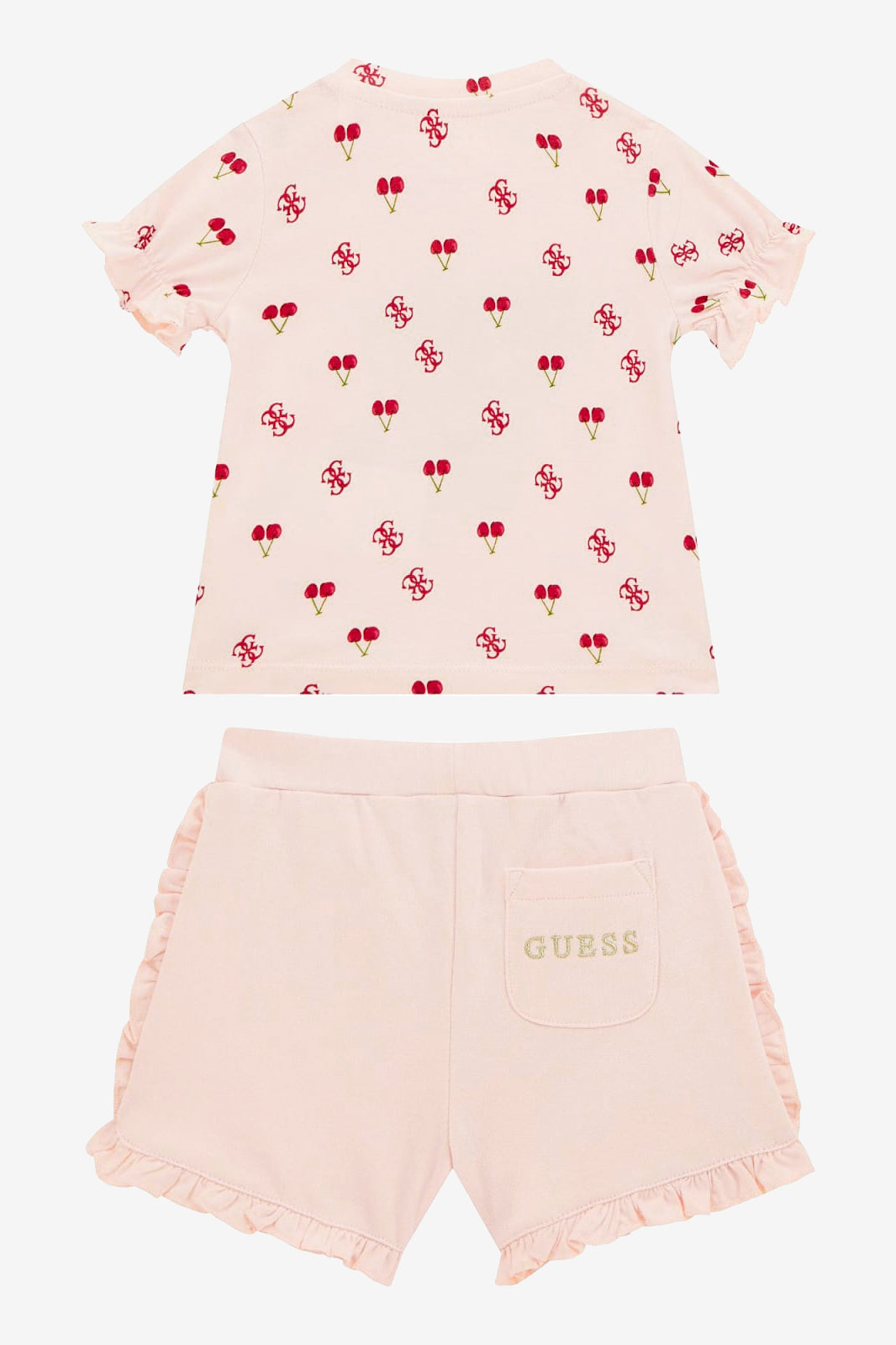 Zadie Peach & Red Cherry Print T-Shirt & Shorts Set - Cute Summer Outfit for Kids | Playdates, Beach Trips & Casual Wear