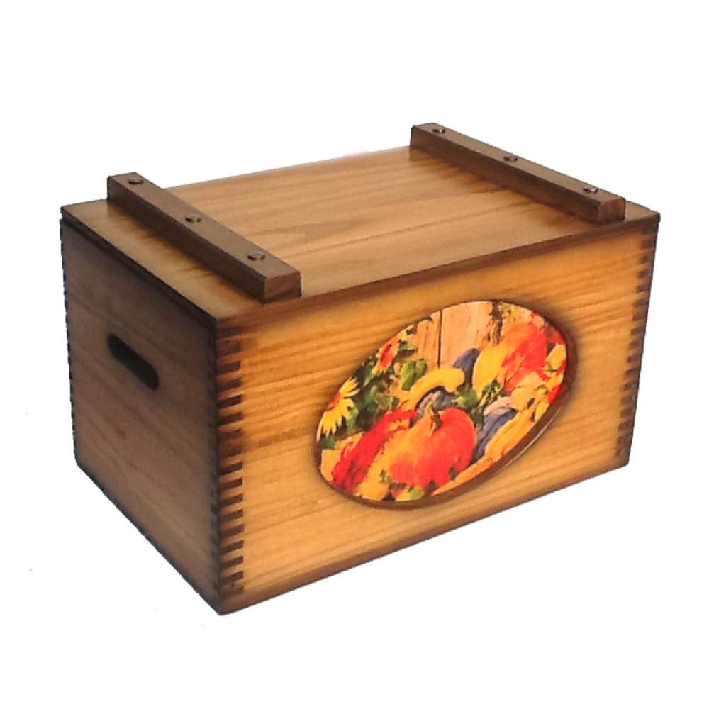 Golden Pumpkins Decorative Storage Box - Vintage Style Home Organizer for Fall Decor, Halloween, Thanksgiving & Seasonal Display