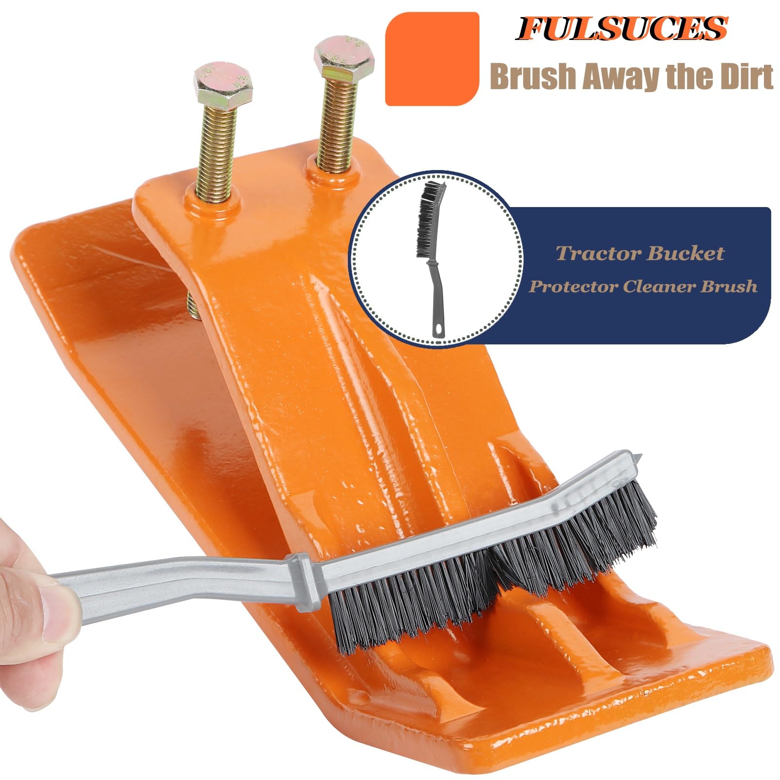 2PCS Tractor Bucket Attachments with Edge Protector & Brush - for Snow Removal & Gravel Spreading