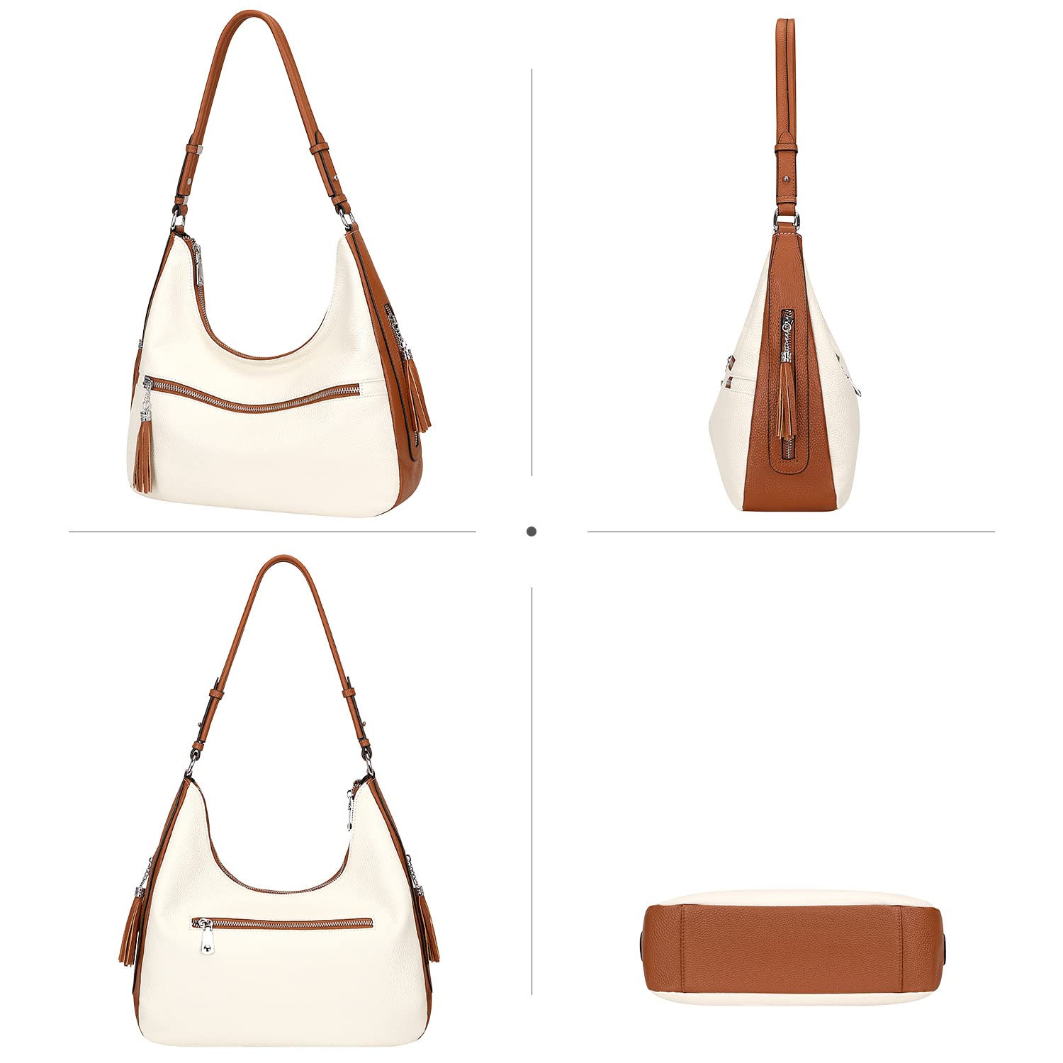 Genuine Leather Hobo Bags for Women - Medium Soft Shoulder Purse & Handbag - Stylish Casual Crossbody Bag for Work, Travel & Everyday Use
