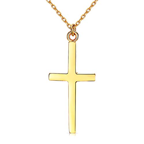 3UMeter 925 Sterling Silver Cross Pendant Necklace for Women - Dainty Tiny Small Religious Jewelry Gift for Birthday, Christmas, Baptism - 18
