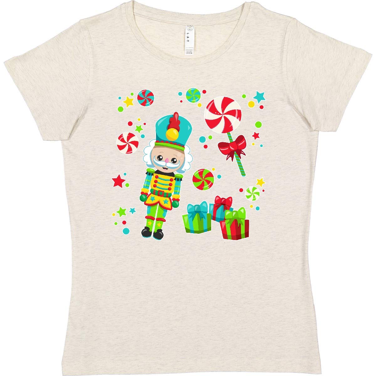 Inktastic Holiday Nutcracker & Candy Christmas Women's T-Shirt - Festive Winter Gift for Women, Cute Christmas Party Outfit