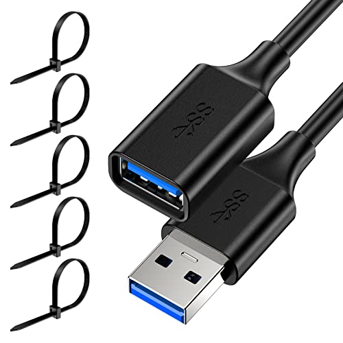 USB 3.0 Extension Cable 0.5FT (1 Pack) - USB A Male to Female Extender Cord for Flash Drive, Hard Drive, Card Reader, Webcam | High-Speed Data Transfer | Compatible with PC, Laptop, Printer, Keyboard, Mouse, PS4, PS5, Xbox, VR Headset | Perfect for Home Office, Gaming Setup & VR Experience