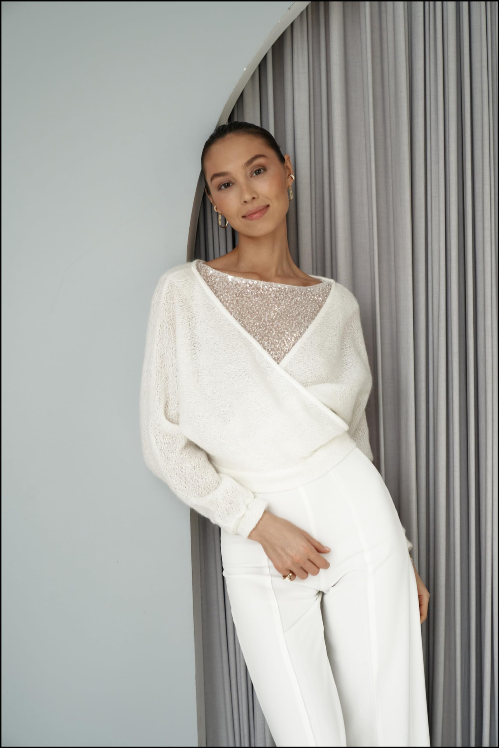 Elegant Ivory Bridal Cardigan with Ties - Cozy Wedding Dress Wrap Sweater for Bride, Chic Knitwear for Bridal Party, Engagement & Outdoor Ceremony (Size S)