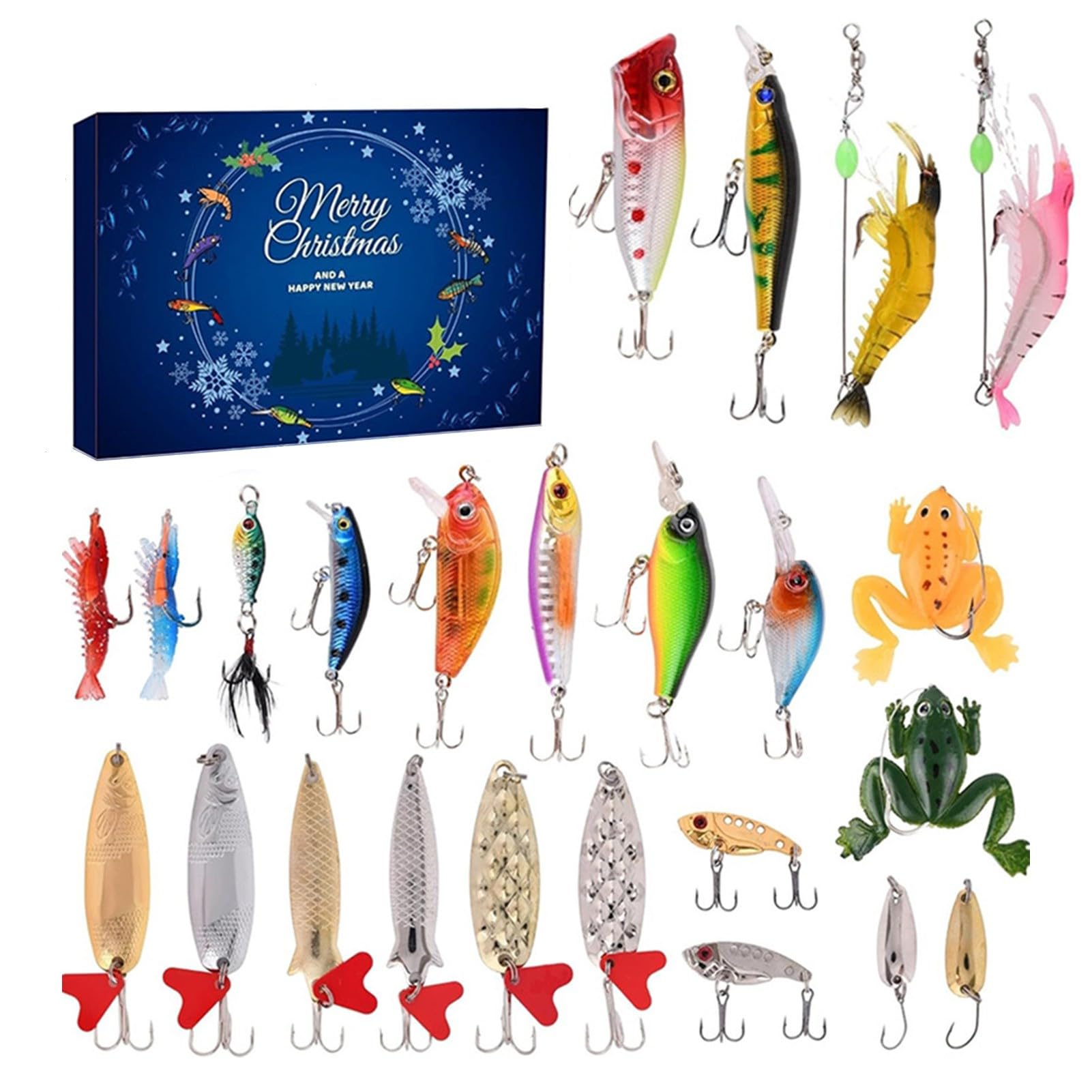 **24-Day Fishing Lure Advent Calendar – Christmas Countdown Gift for Anglers, Men, Teen Boys | Perfect for Holiday Stocking Stuffers, Secret Santa & Fishing Enthusiasts**