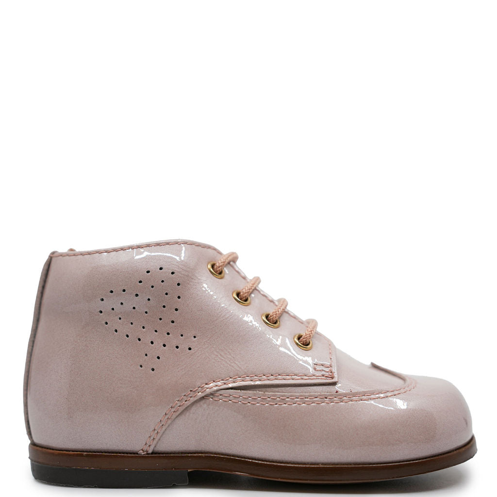 Beberlis Pink Patent Wingtip Baby Booties - Stylish & Comfortable First Walking Shoes for Infants - Perfect for Special Occasions, Photo Shoots & Everyday Wear