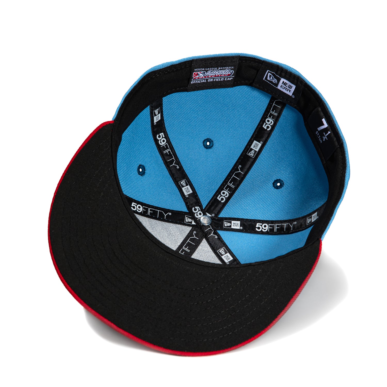 New Era 59Fifty Eugene Emeralds Exploding Whales Baseball Cap - Light Blue & Red Adjustable Snapback Hat for Men & Women - Perfect for Baseball Games, Streetwear Fashion & Collectors