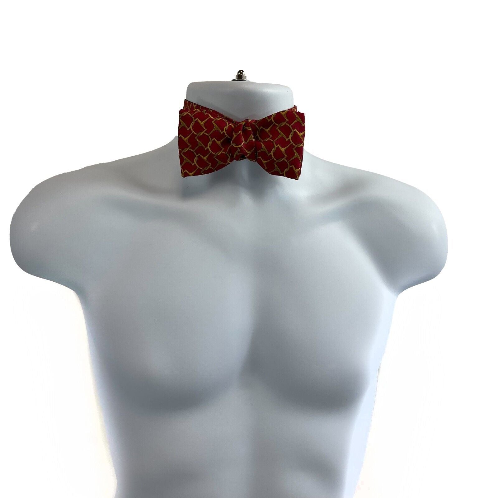 Burberry Vintage Interlocking Chain Print Red & Gold Bow Tie - Adjustable Neckwear for Men | Formal Events, Weddings & Special Occasions
