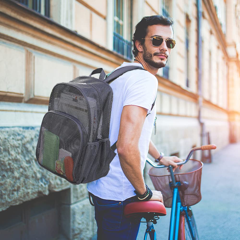 COVAX Durable Mesh Backpack for School, College, Work & Travel - Heavy Duty Semi-Transparent Bookbag for Swimming, Beach, Sports, Gym & Outdoor Activities - Perfect for Students, Professionals & Travelers