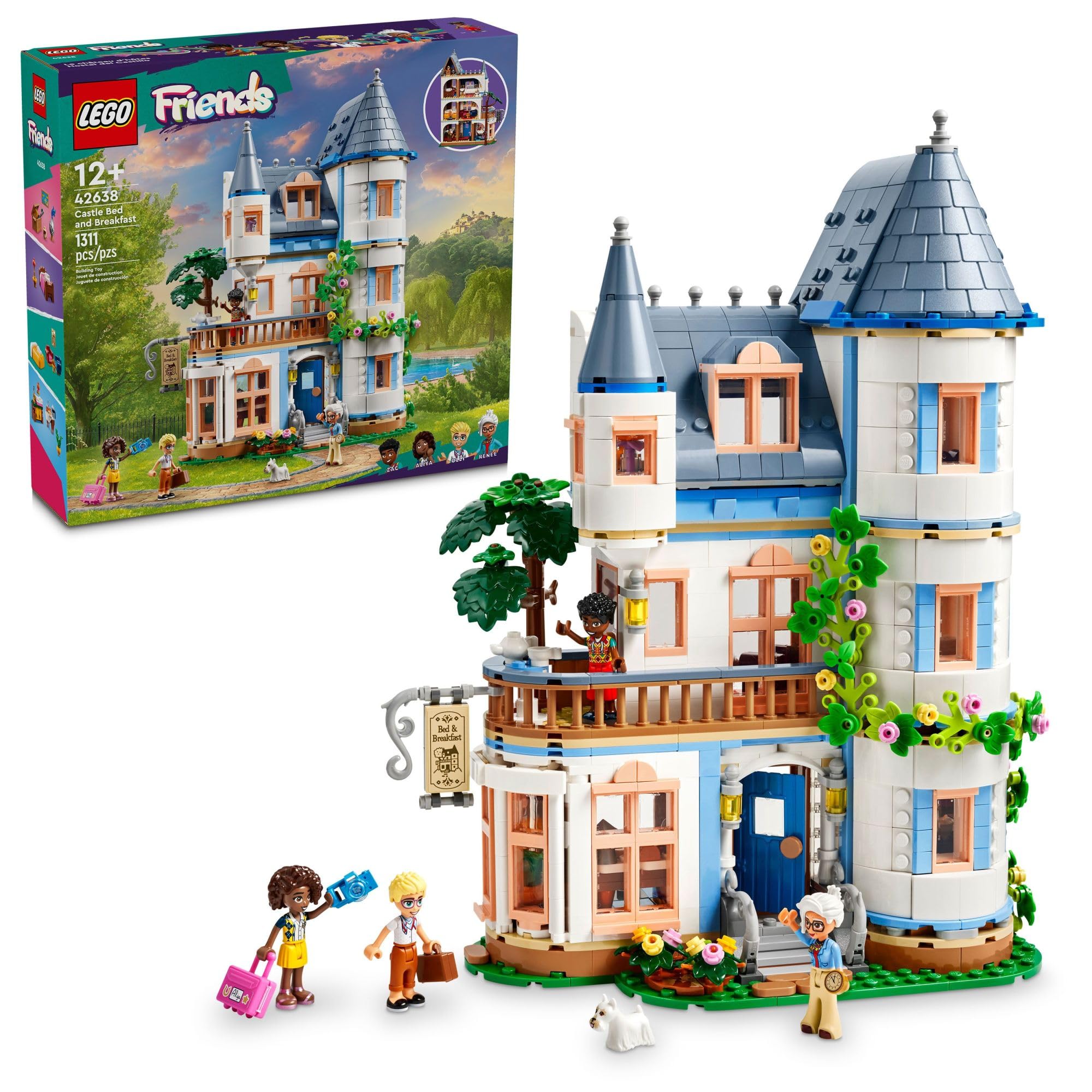 LEGO Friends Castle Bed and Breakfast Hotel Playset with 4 Mini Dolls & Dog Figure - Creative Building Toy for Kids Ages 12+ (Set 42638) | Perfect Gift for Girls, Boys & Teens | Fun Role-Playing for Birthday Parties & Family Game Nights