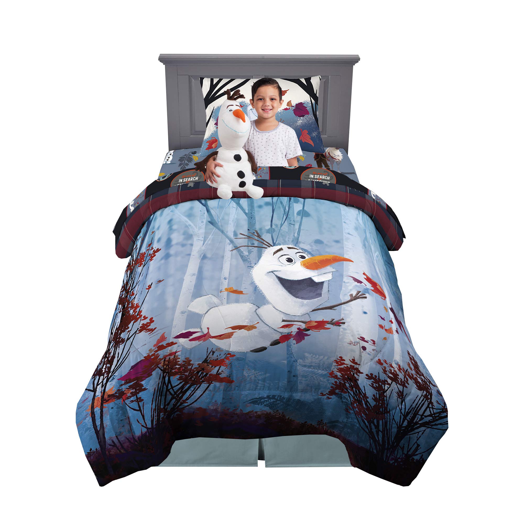 Disney Frozen 2 Olaf 5-Piece Twin Size Kids Bedding Set - Comforter, Sheets & Cuddle Pillow for Cozy Sleep | Perfect for Themed Bedrooms, Sleepovers & Frozen Fans